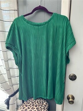 Textured Short Sleeve Blouse